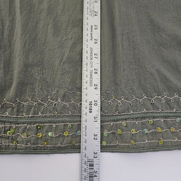 Junonia Tunic Top Size 4X Green Embroidered Cotton Sequins India Lightweight - Picture 9 of 11